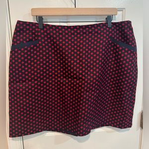 Women’s Talbots Wool Blend Navy Blue Red Polka Dot Career Pencil Skirt